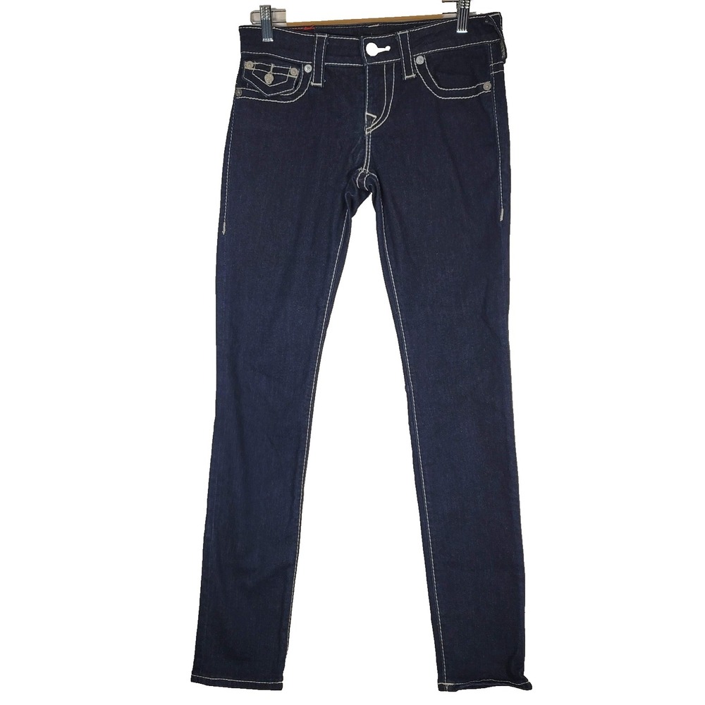 True Religion‎ Jeans Womens 28 Dark Wash Stella Low Rise Skinny Contrast Stitch